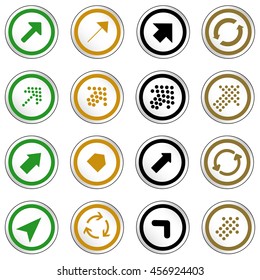 Arrow sign on simple circle shape internet button. Flat style icon set vector illustration 