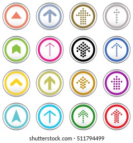 Arrow sign on simple circle shape internet button. Flat style icon set vector illustration