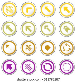 Arrow sign on simple circle shape internet button. Flat style icon set vector illustration