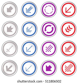 Arrow sign on simple circle shape internet button. Flat style icon set vector illustration