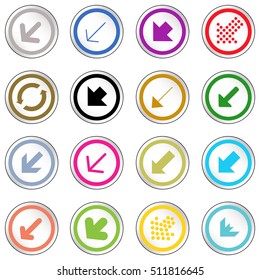 Arrow sign on simple circle shape internet button. Flat style icon set vector illustration