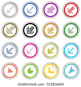 Arrow sign on simple circle shape internet button. Flat style icon set vector illustration