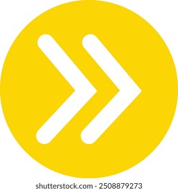 Arrow sign on yello circle for direction. Replaceable vector design.	