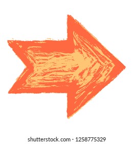 Arrow sign painted by paint brushstroke. Ink sketch drawing created in handmade technique. Vector illustration a graphic element