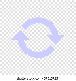 Arrow sign reload refresh rotation loop pictogram. Vector. Periwinkle icon on transparent background.