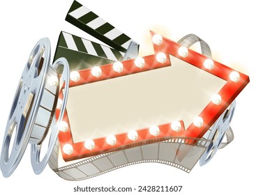 An arrow sign retro film cinema frame movie background concept