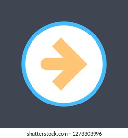 Arrow sign in a round icon. Web button is created in flat style. The design graphic element is saved as a vector illustration in the EPS file format.