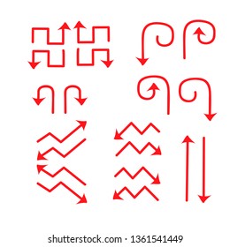 arrow sign set illustration vector direction symbol collection isolated icon pointer black web element arrows design right simple white line graphic up down curve drawing