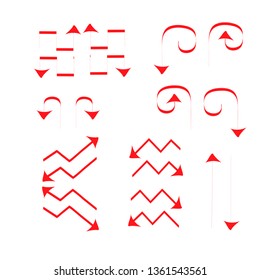 arrow sign set illustration vector direction symbol collection isolated icon pointer black web element arrows design right simple white line graphic up down curve drawing