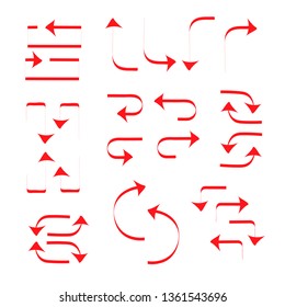 arrow sign set illustration vector direction symbol collection isolated icon pointer black web element arrows design right simple white line graphic up down curve drawing