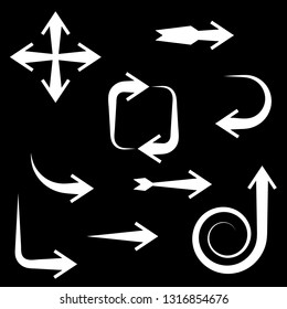 Arrow sign set. Isolated on black background.Vector illustration.
