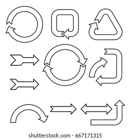 Arrow sign set. Isolated on white background.Vector outline illustration.