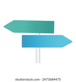 Signo de flecha que muestra la dirección. Señal de tráfico con espacio de copia. Elección, decisión. Elemento de Vector sobre fondo transparente.