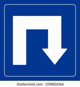 Arrow sign showing way right and back