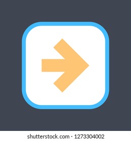 Arrow sign in a square icon. Web button is created in flat style. The design graphic element is saved as a vector illustration in the EPS file format.