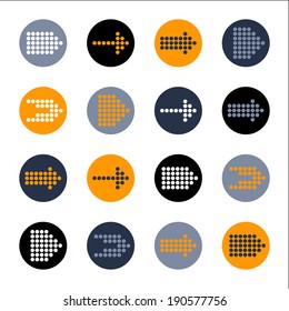 Arrow sign vector icon set. Simple circle shape internet button.