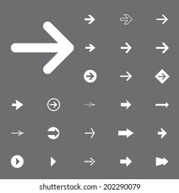Arrow sign vector icon set. Simple circle shape internet button.