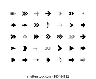 Arrow sign vector icons set, simple flat pictogram