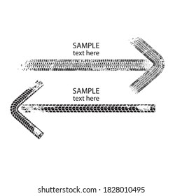 Arrow sign .Vector Print Textured Tire Track . Design Element .Bike thread silhouette