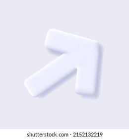 Signo de flecha, icono de volumen 3d de la flecha señaladora blanca