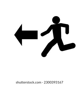 Arrow signage in case of emergency . Evacuation sign.