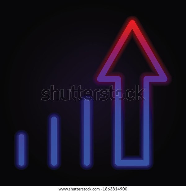Arrow, signal neon\
icon on dark background