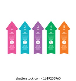 up arrow signs infographic template. five steps infographic template. business information template