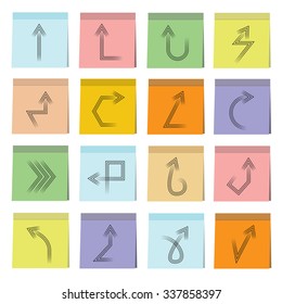 arrow signs in sticky note paper