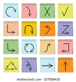 arrow signs in sticky note paper