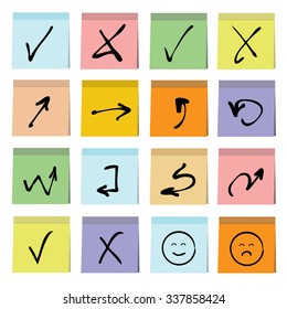 arrow signs in sticky note paper