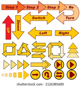 Arrow signs use for your design and illustration. it's match for up, down, left, right, switch, return, repeat, speed up, signs. 