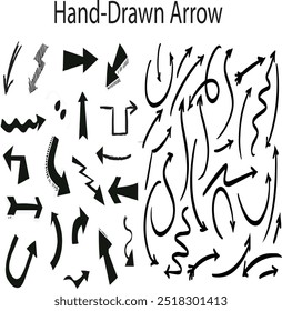 arrow silhouette hand drawn Mega Icon. Arrow vector Icon set. Contains symbol of various arrow head point shape Arrow icon. Mega  of vector arrows.Charcoal arrows vector icons set.Different arrows[[.7