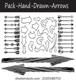arrow silhouette hand drawn Mega Icon. Arrow vector Icon set. Contains symbol of various arrow head point shape Arrow icon. Mega  of vector Big set of chalk pencil, brush stroke Doodle (.1