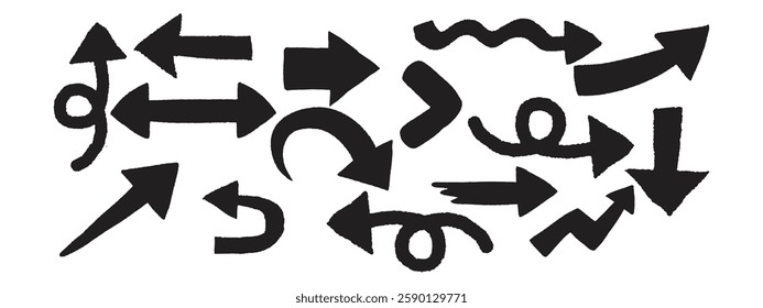 Arrow silhouette icon bundle on white background