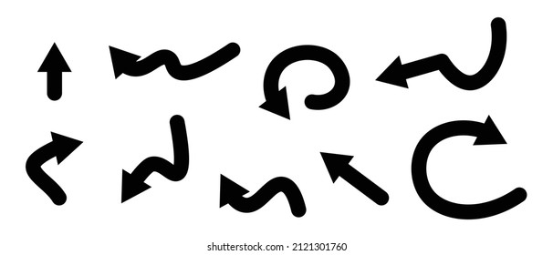 Juego de iconos de silueta de flecha. Vectores editables.
