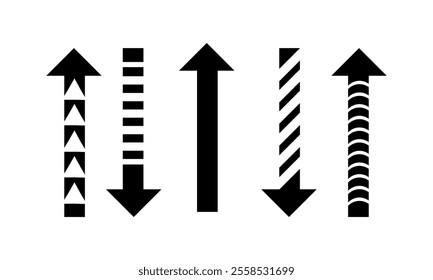 Arrow silhouette vector icon set. Modern simple graphic icon set. Different arrows sign collection illustration.