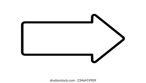Arrow simple hand drawn vector illustration, free form sign pointing to right, showing direction