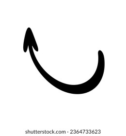 Arrow simple hand drawn vector illustration, free form curved sign showing direction to right