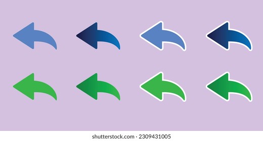 Arrow. A simple image of blue, white, and green colors. Sticker or icon. Vector illustration. With or without a gradient. With or without a white outline. Web interface icon.