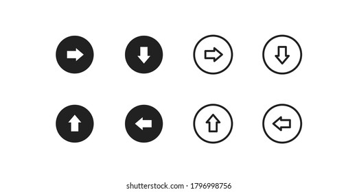Arrow, simple next button icon set. Right symbol concept in vector flat style.