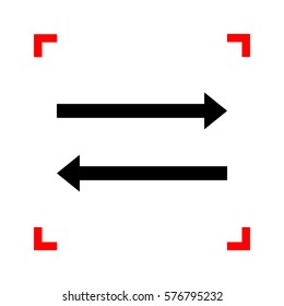 Arrow simple sign. Black icon in focus corners on white background. Isolated.