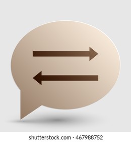 Arrow simple sign. Brown gradient icon on bubble with shadow.