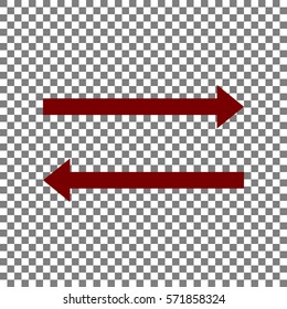 Arrow simple sign. Maroon icon on transparent background.