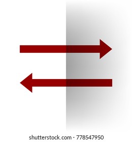 Arrow simple sign. Vector. Bordo icon on white bending paper background.