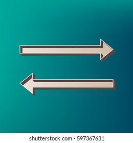 Arrow simple sign. Vector. Icon printed at 3d on sea color background.