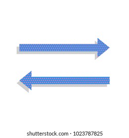 Arrow simple sign. Vector. Neon blue icon with cyclamen polka dots pattern with light gray shadow on white background. Isolated.