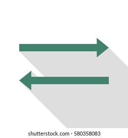 Arrow simple sign. Veridian icon with flat style shadow path.