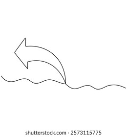 Arrow single line art, continuous one line drawing of  Isolated outline vector icon