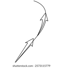 Arrow single line art, continuous one line drawing of  Isolated outline vector icon