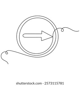Arrow single line art, continuous one line drawing of  Isolated outline vector icon
